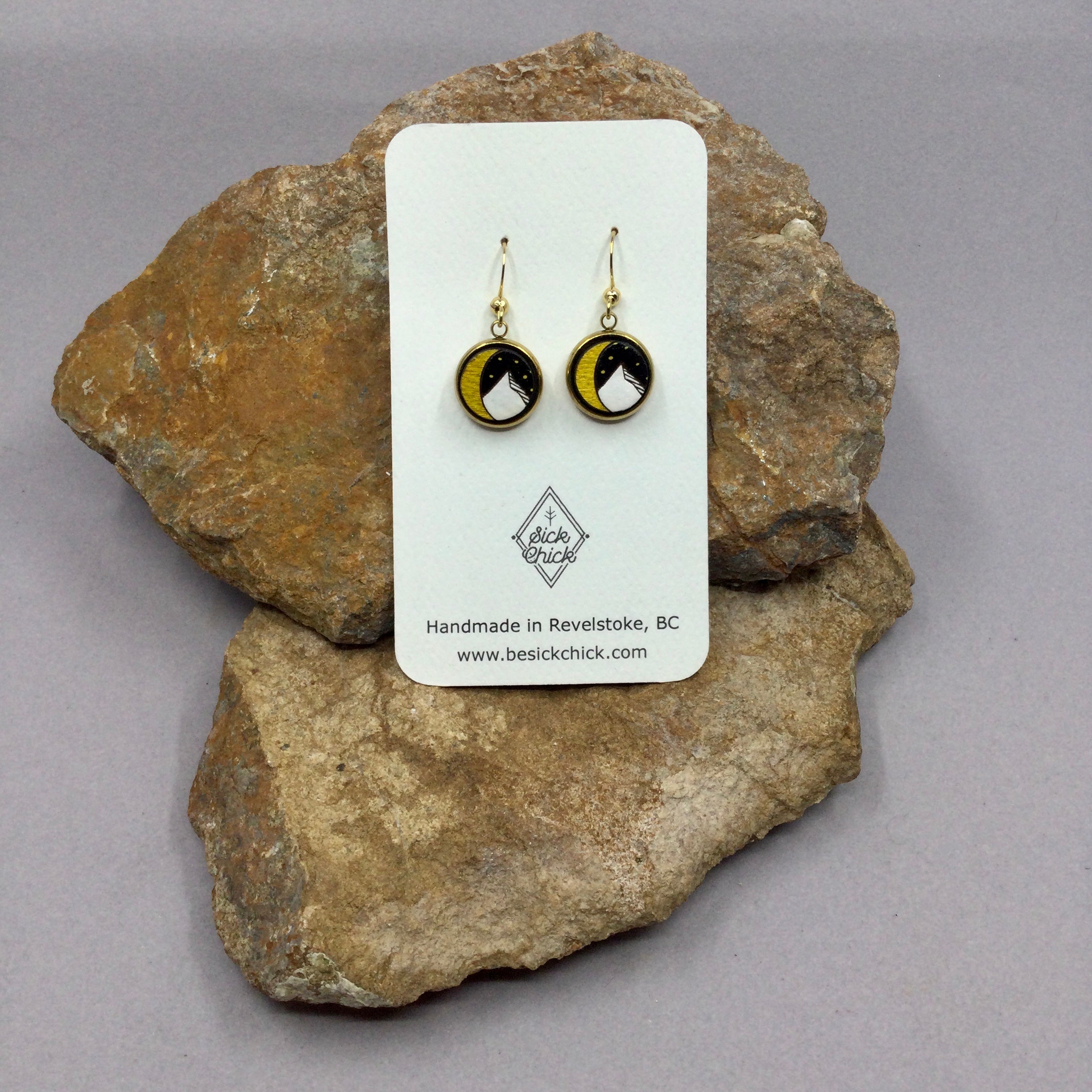 Sick Chick Dangling Wood Earrings