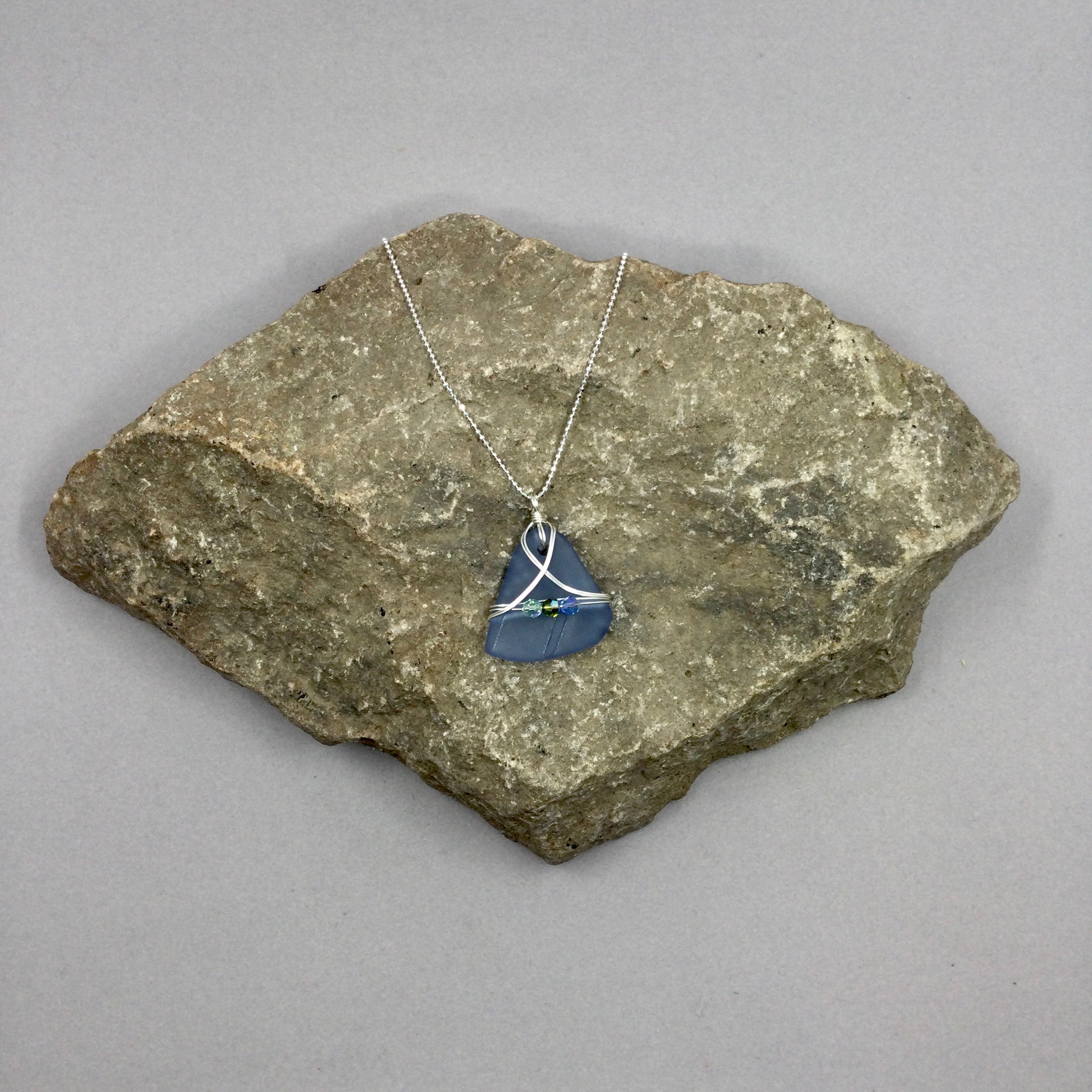 White Lotus Sea Glass Necklace