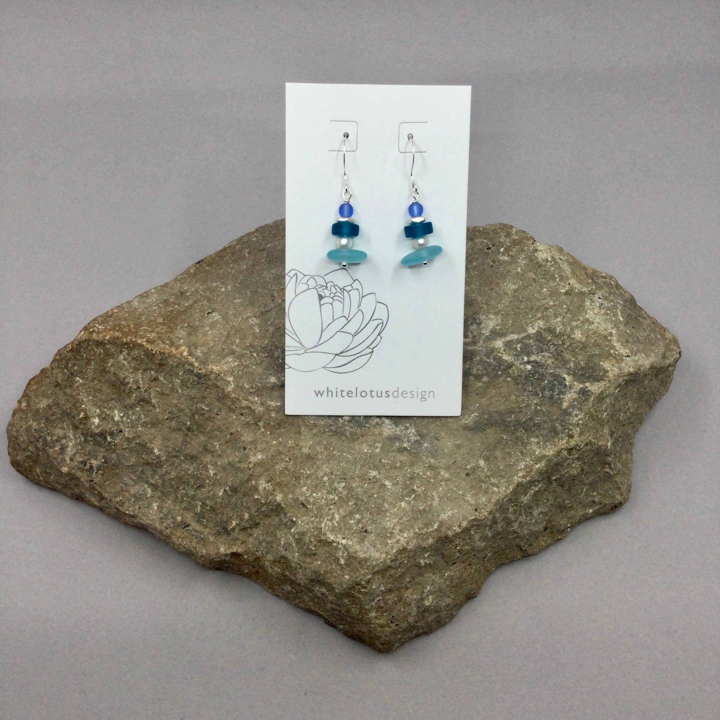 White Lotus Pebble Earring