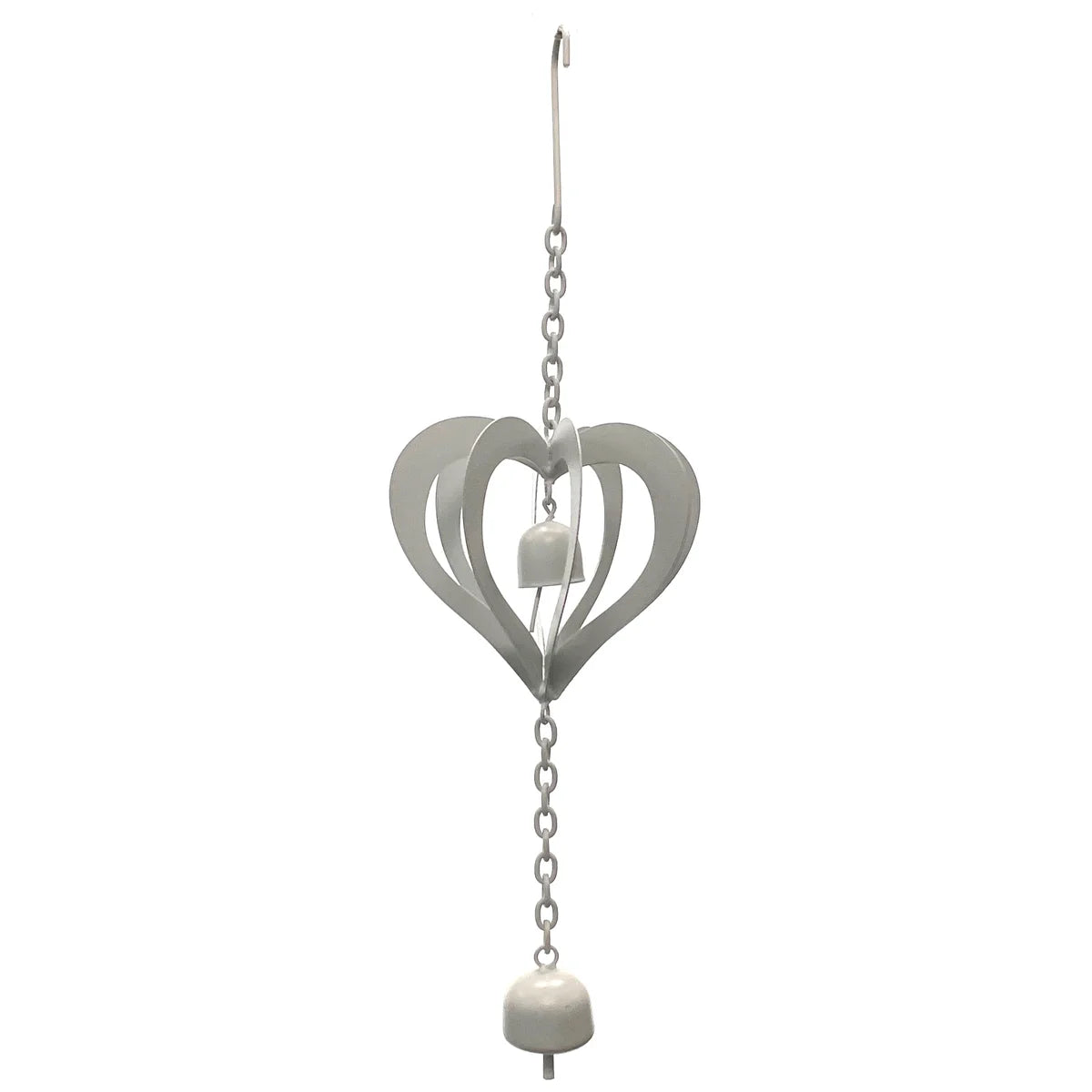 Iron Bell Chimes - Balloon Heart - White