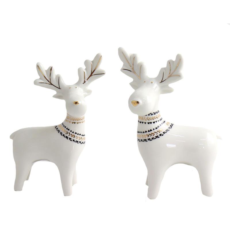 Medium white porcelain deer