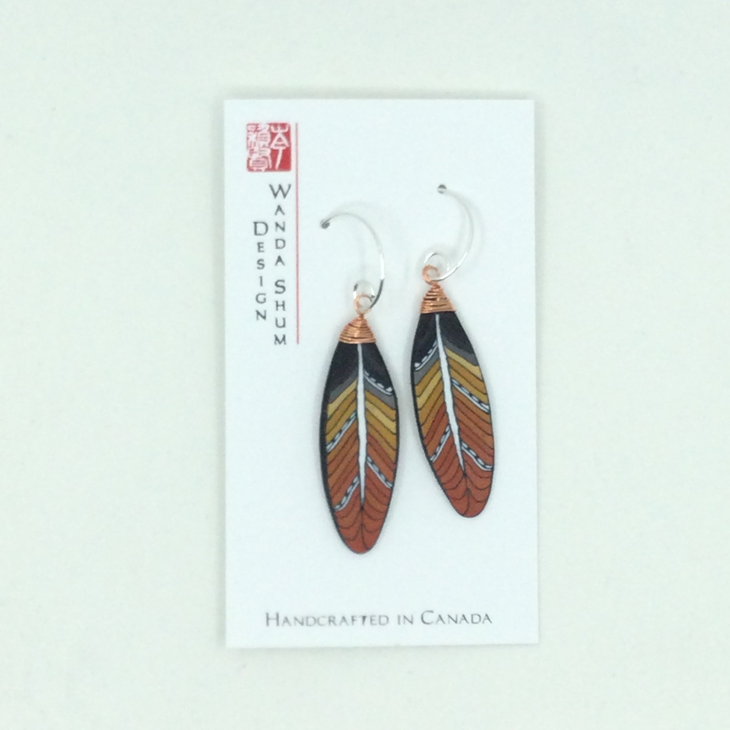 Mini Millefiori Feather Earrings - Sienna