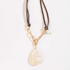 Leather Necklace with White Stone