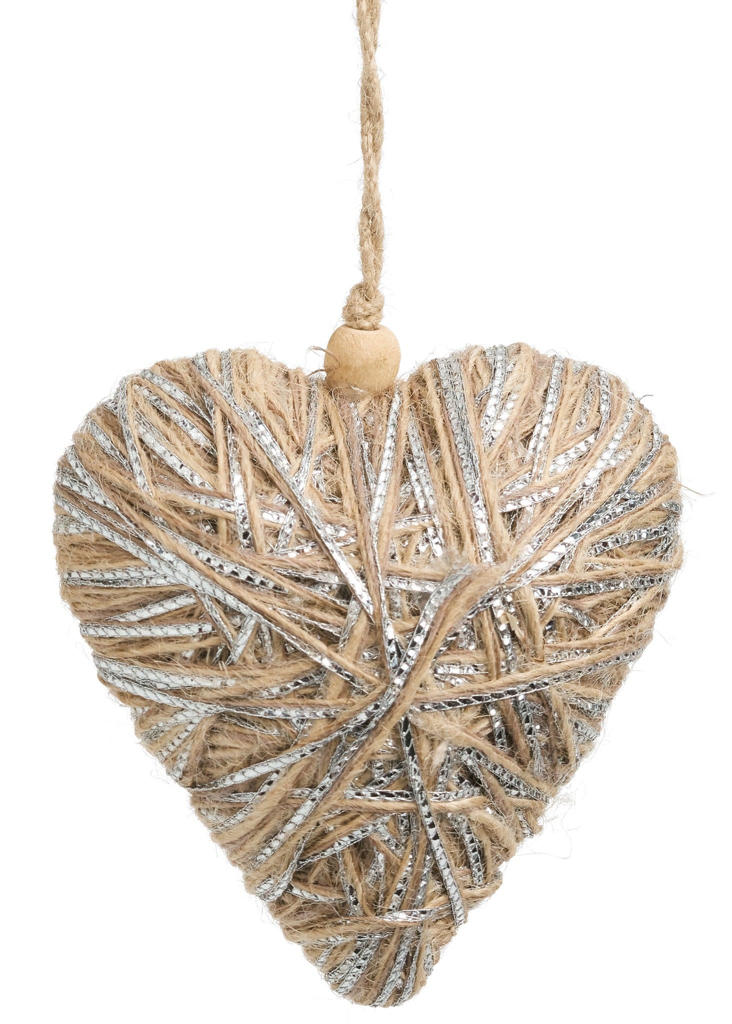 Jute and Gold Thread Heart Ornament