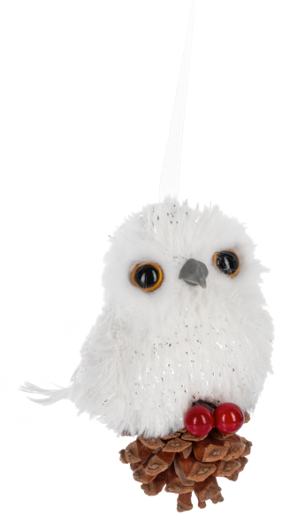 Snowy Owl on Pinecone Ornaments