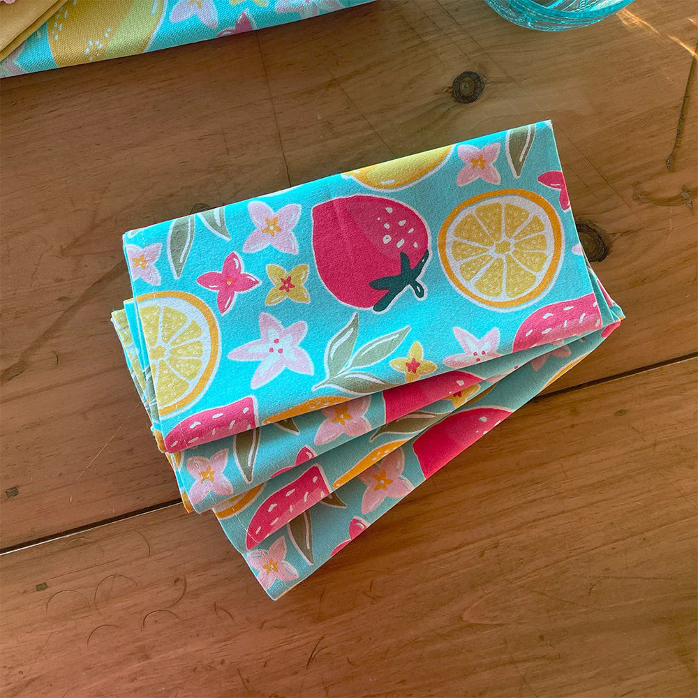 Printed Napkins - Strawberries And Lemon