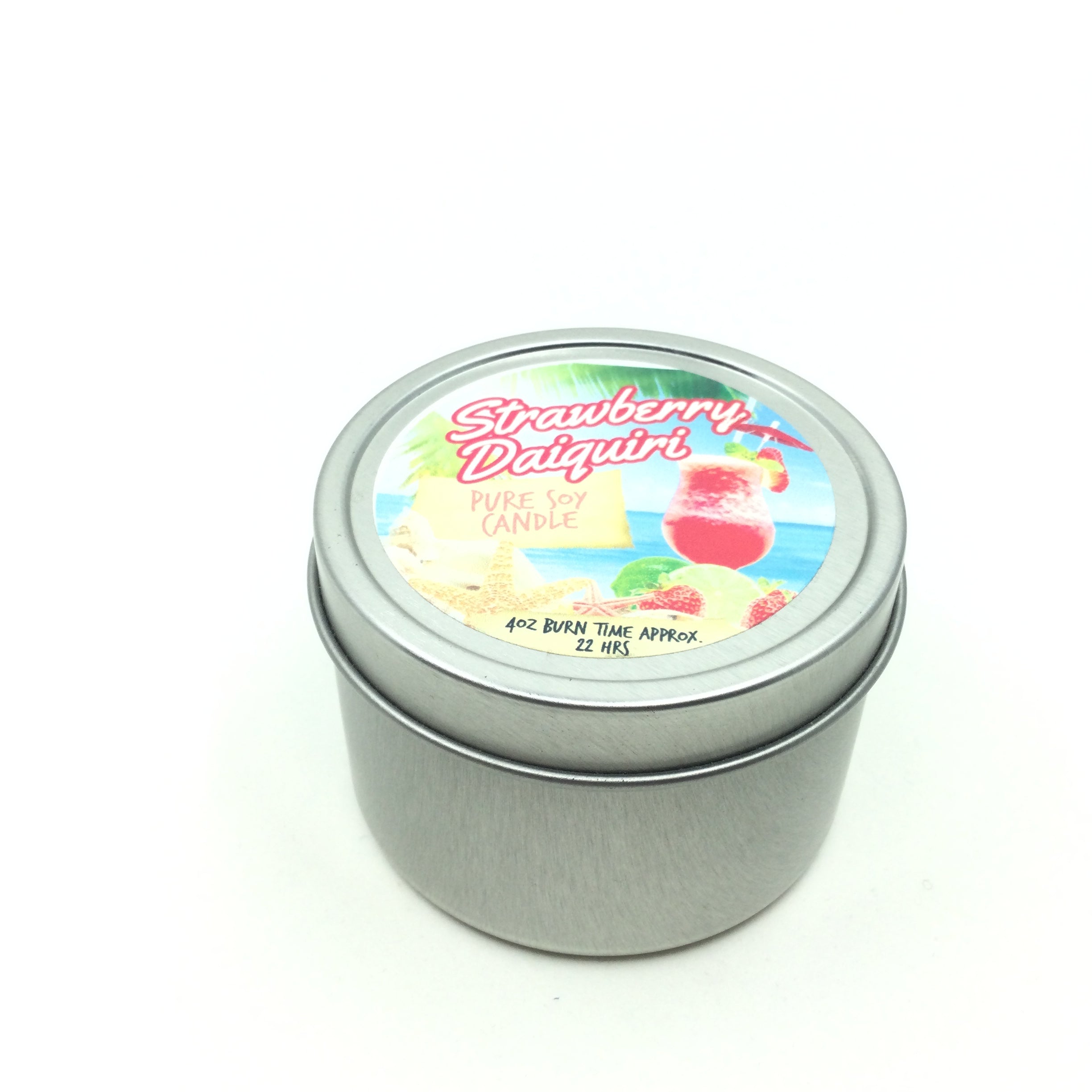 Summer Drink Tin Soy Candle - Strawberry Daquiri