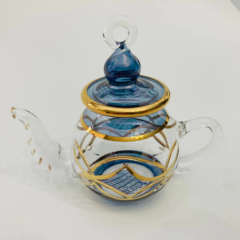 Blown Glass Teapot Ornament - Blue