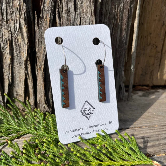 Sick Chick Dangling Wood Earrings