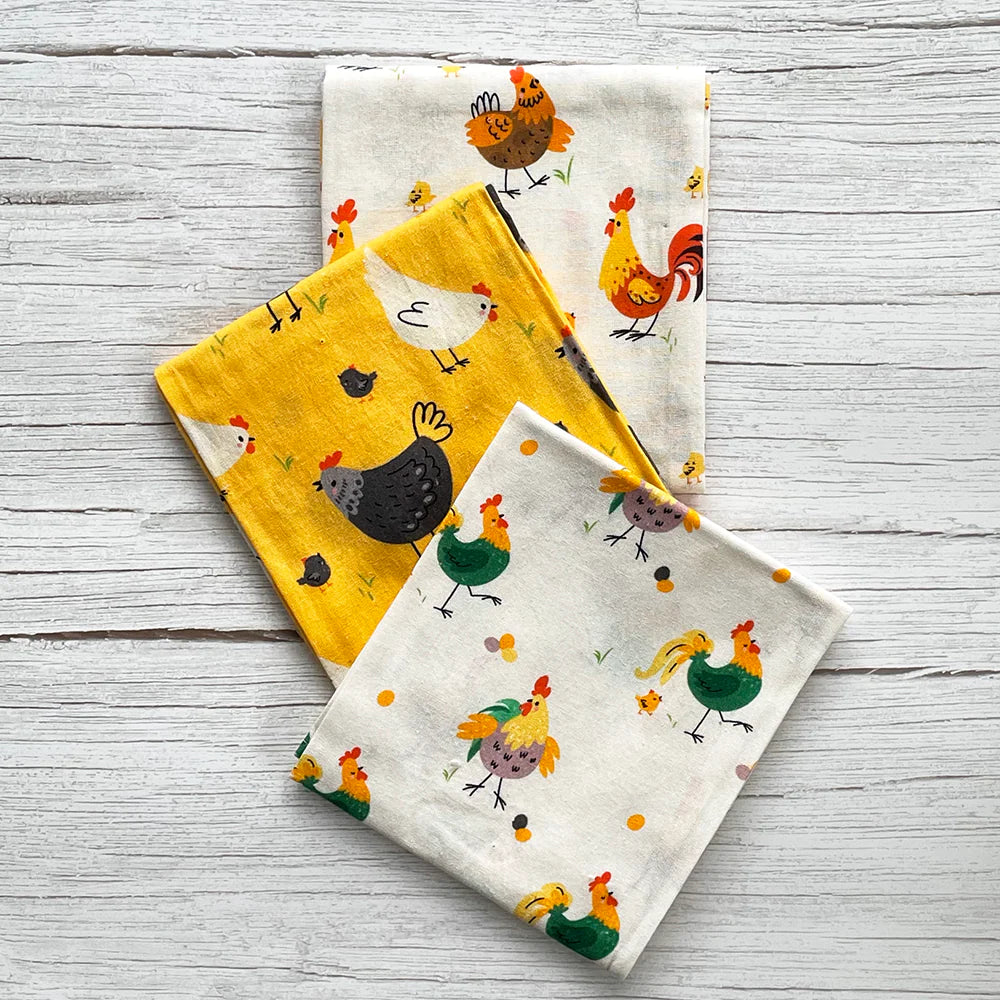 Printed Floursack Towels - Cluck