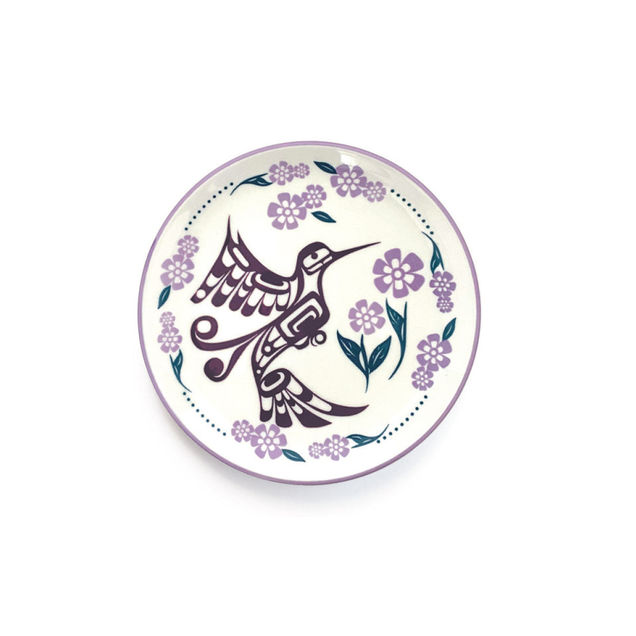 Native Northwest Porcelain Art Plate - Hummingbird Purple