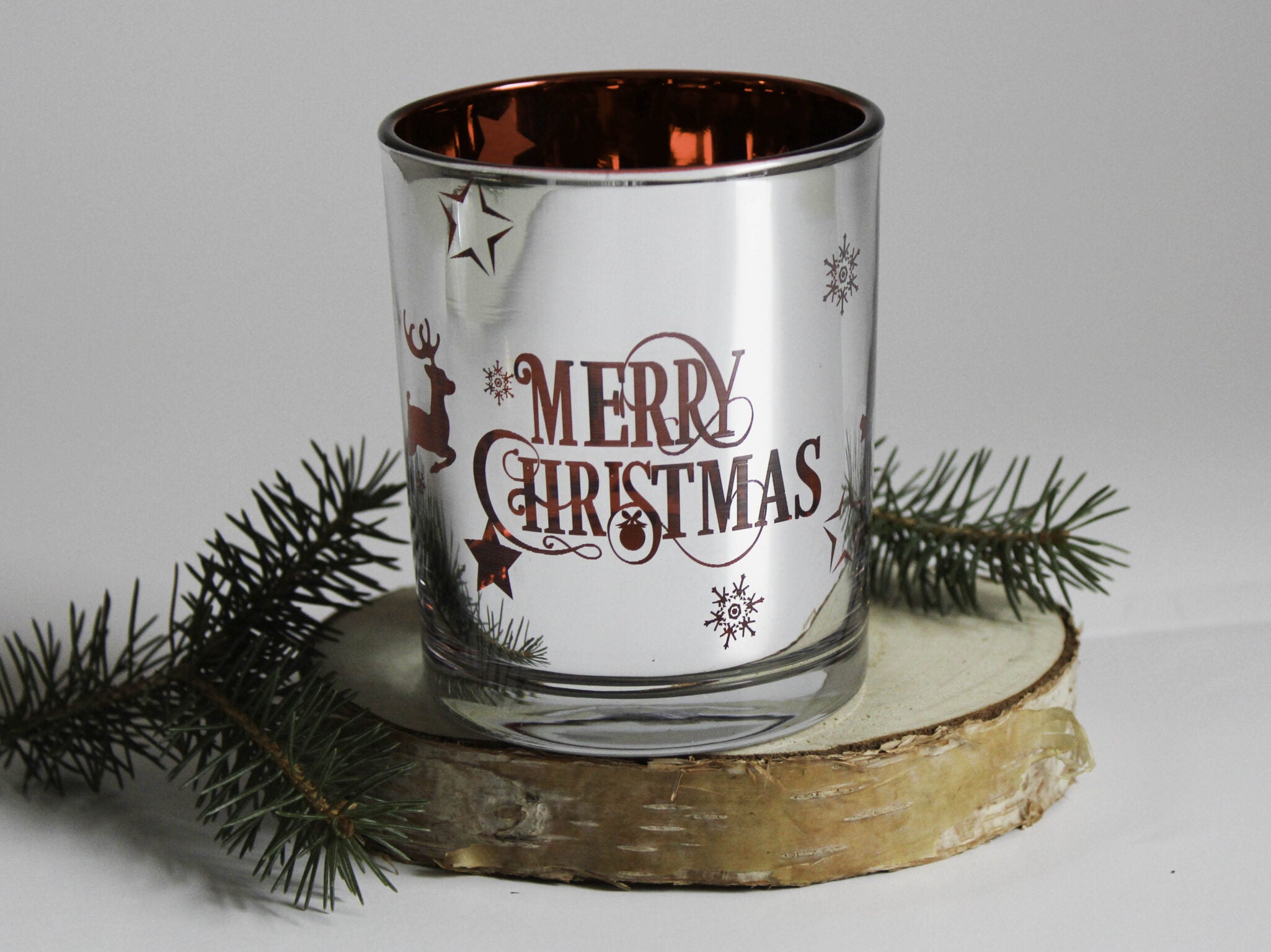 Votive Candle Holder - Small - Red Merry Christmas