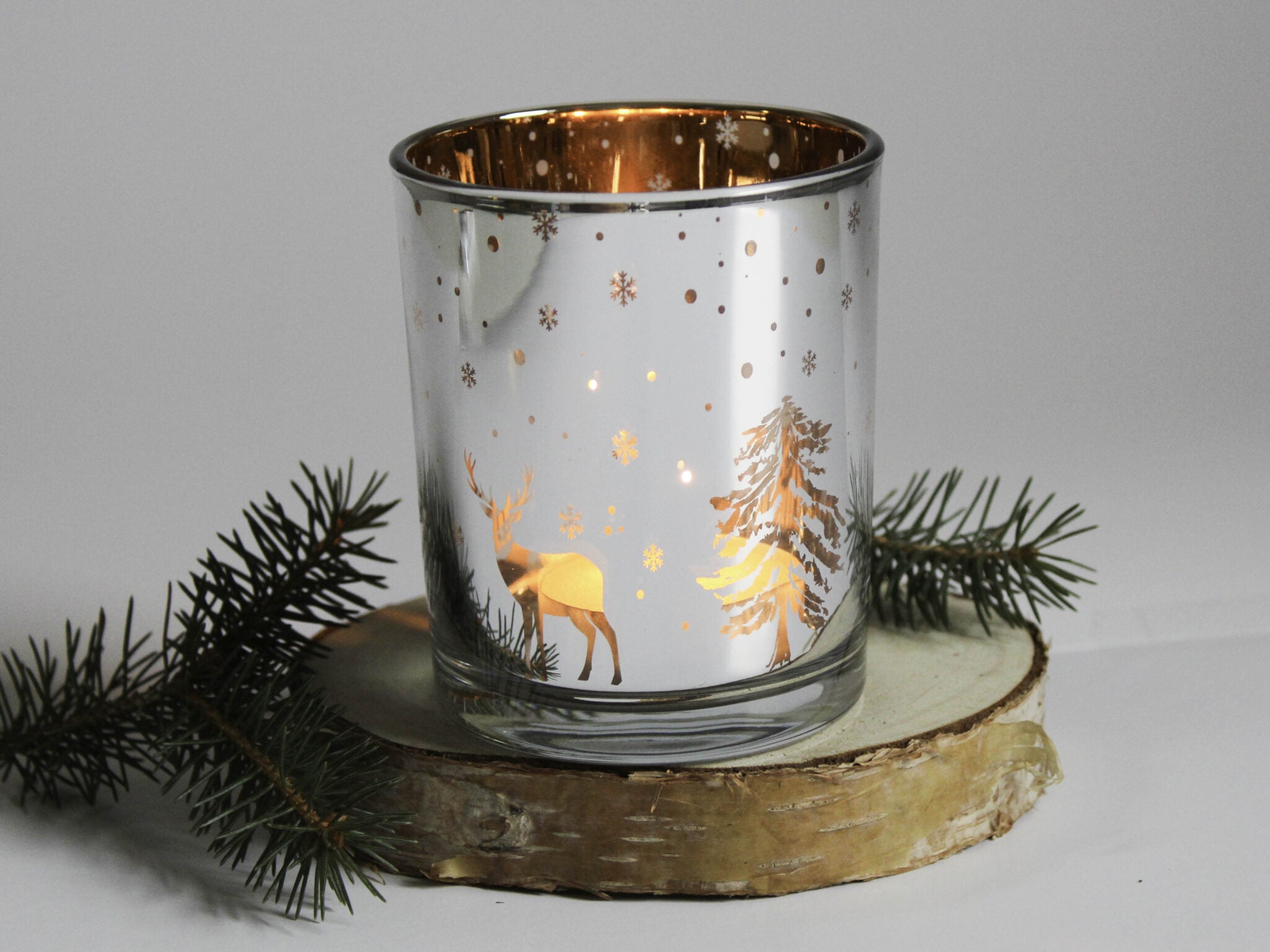 Votive Candle Holder - Small - Rose Gold Deer