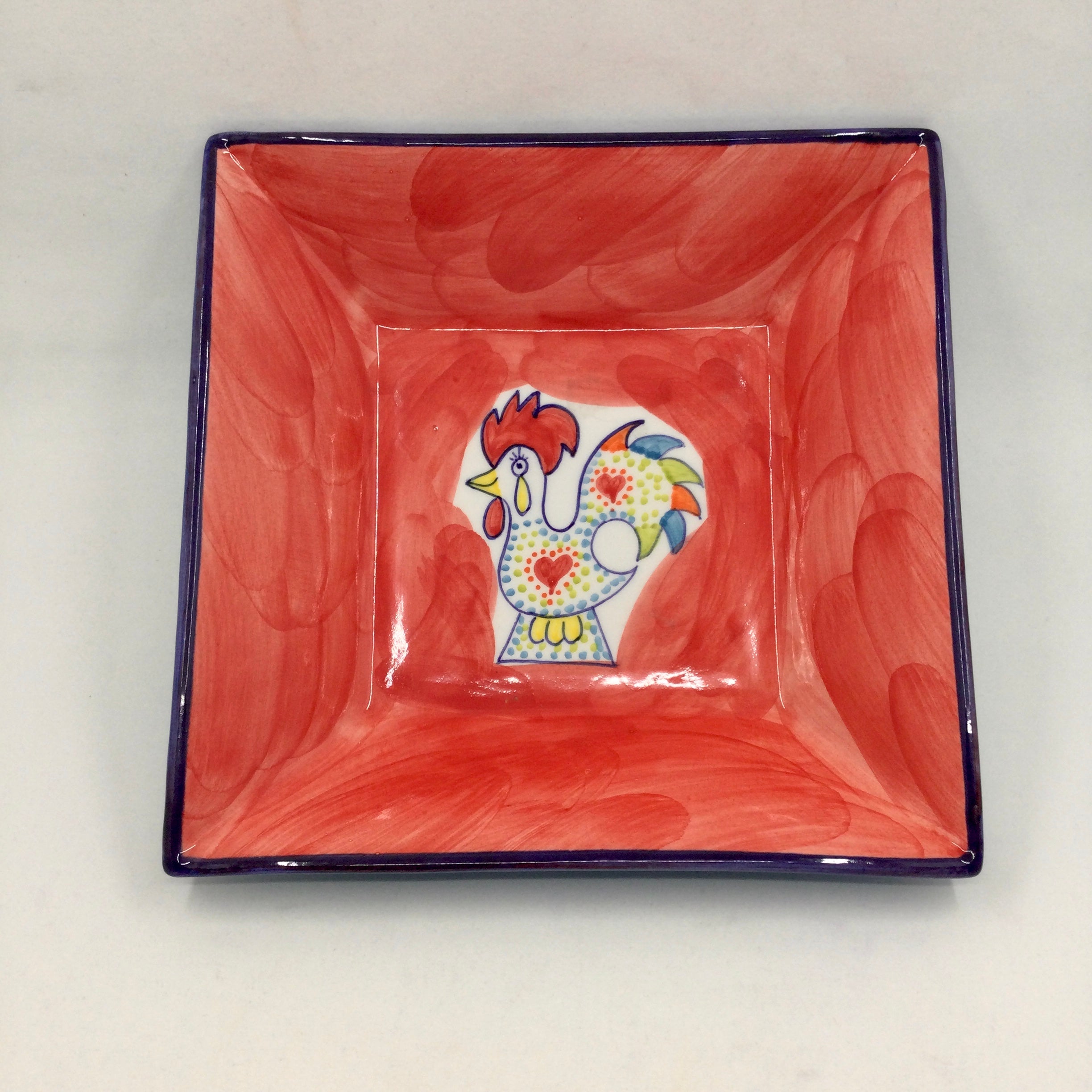 Joyful Rooster - Small Square Serving Dish