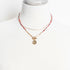 Mix Colours And Gold 2 Strand Necklace with Drop Hammered Pendant and Mini Glass Beads