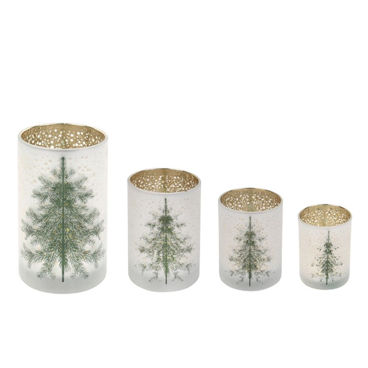 Set of 4 Frosted Forest Candle Holder