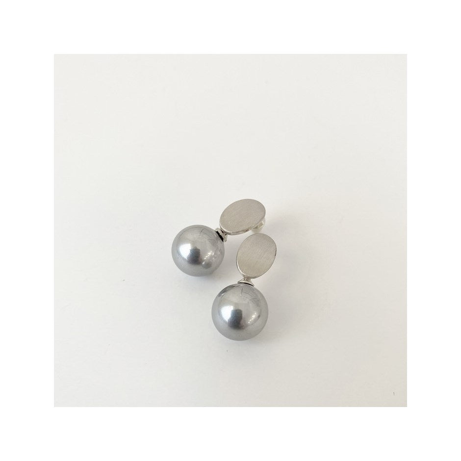 Brushed Metallic Earrings with Pearl