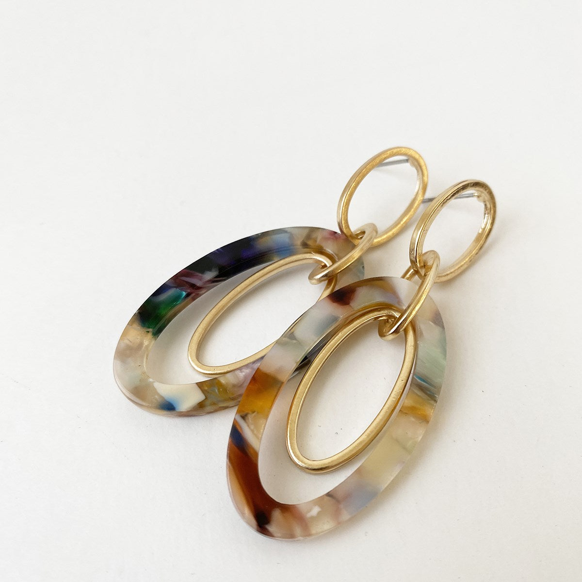 Oval Coloured Ring Resin Earrings