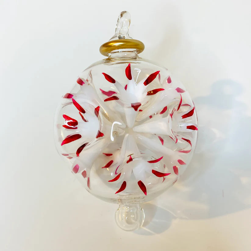 Blown Glass Ornament - White Blossoms