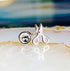 Tiny Stud Earrings - Silver Button And Scissors